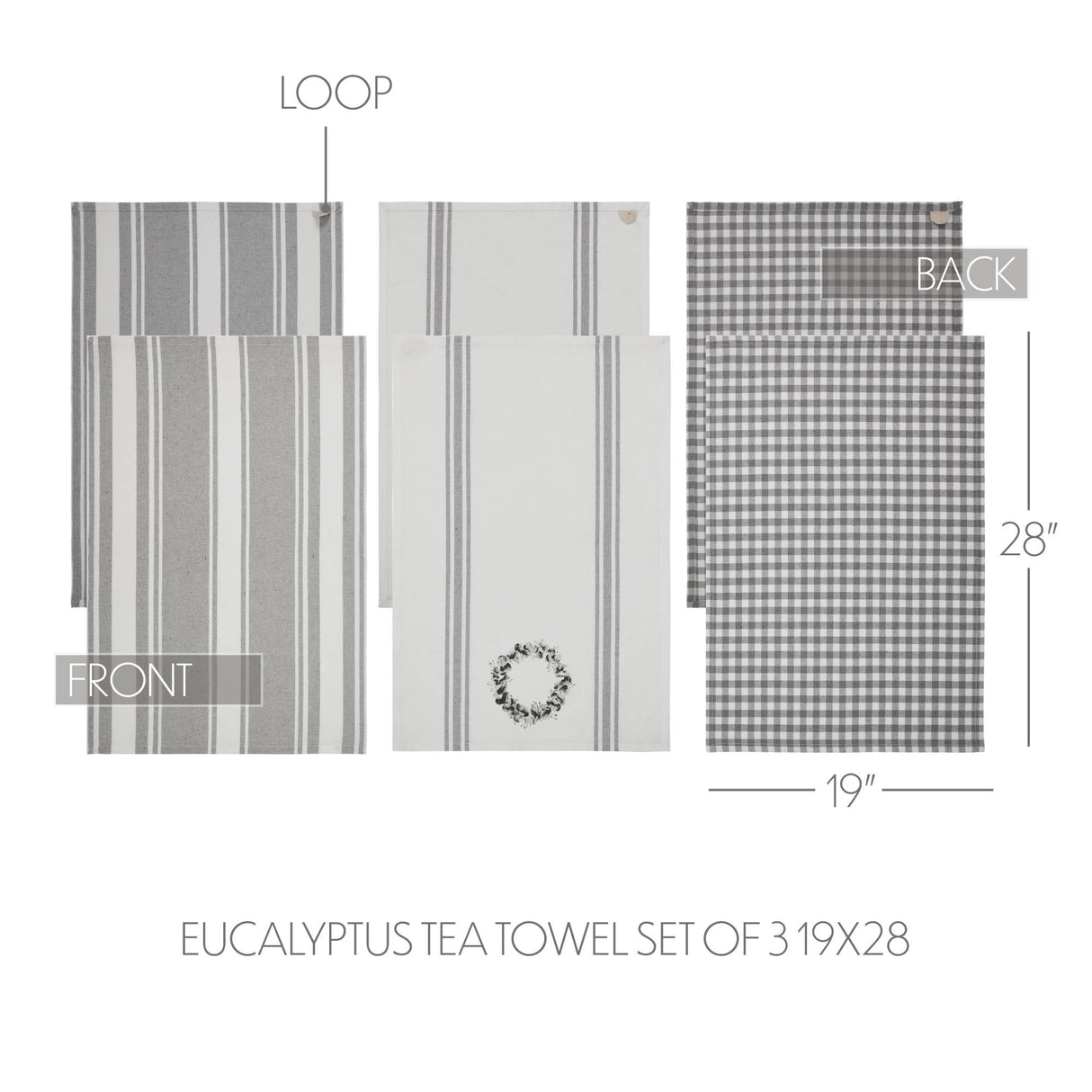 Finders Keepers Eucalyptus Tea Towel Set of 3 19x28