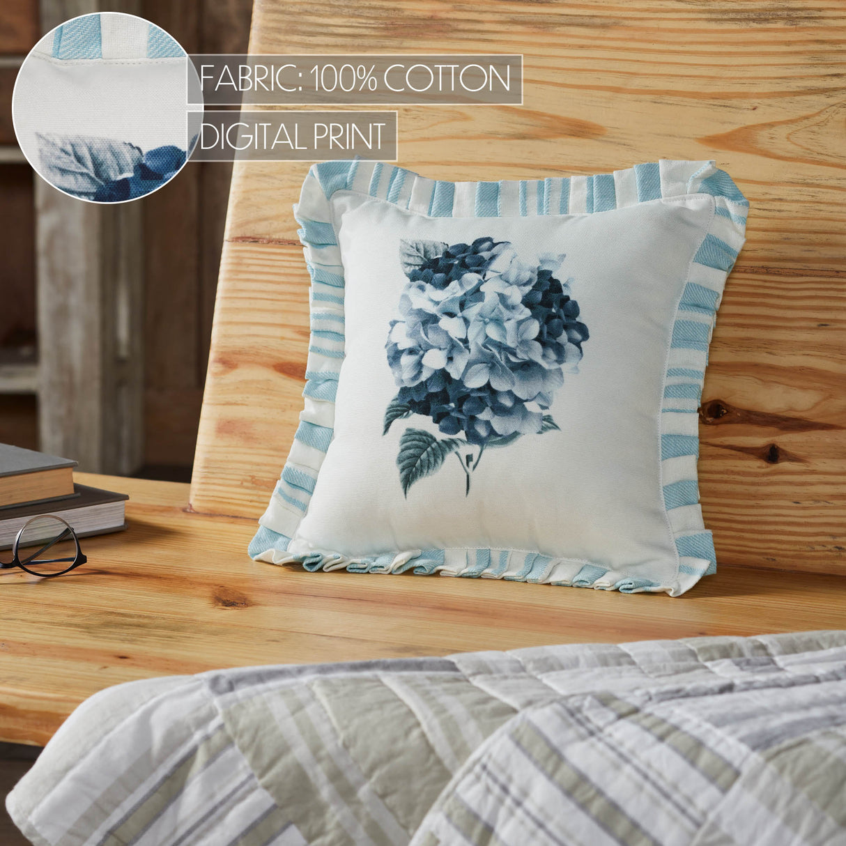 Finders Keepers Hydrangea Ruffled Pillow 12x12