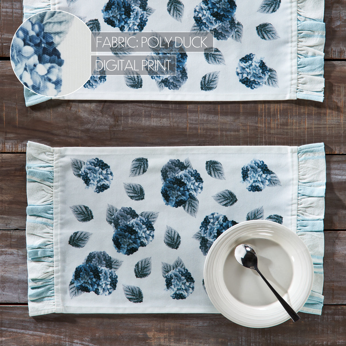 Finders Keepers Hydrangea Ruffled Placemat Set of 2 13x19, 6 Pack 12 Pack