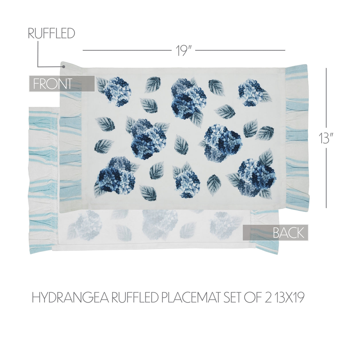 Finders Keepers Hydrangea Ruffled Placemat Set of 2 13x19, 4 Pack 8 Pack