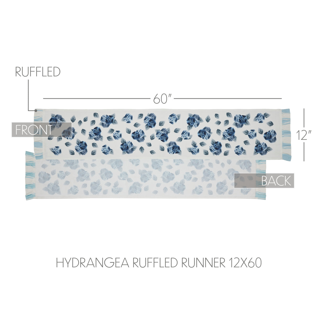 Finders Keepers Hydrangea Ruffled Runner 12x60