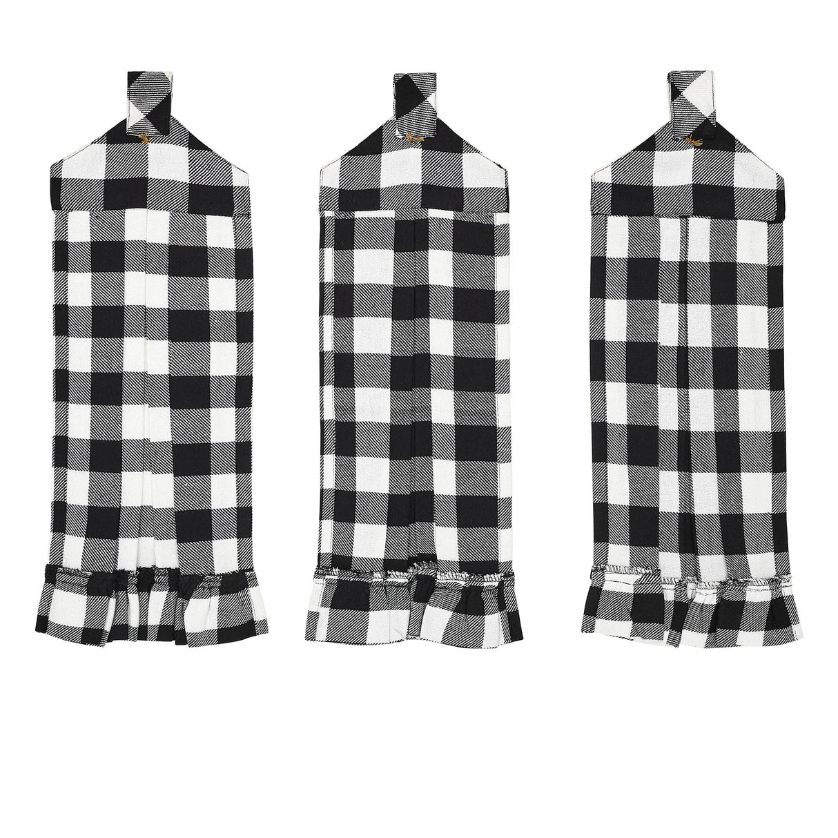 Annie Buffalo Check Black Button Loop Tea Towel Set of 3