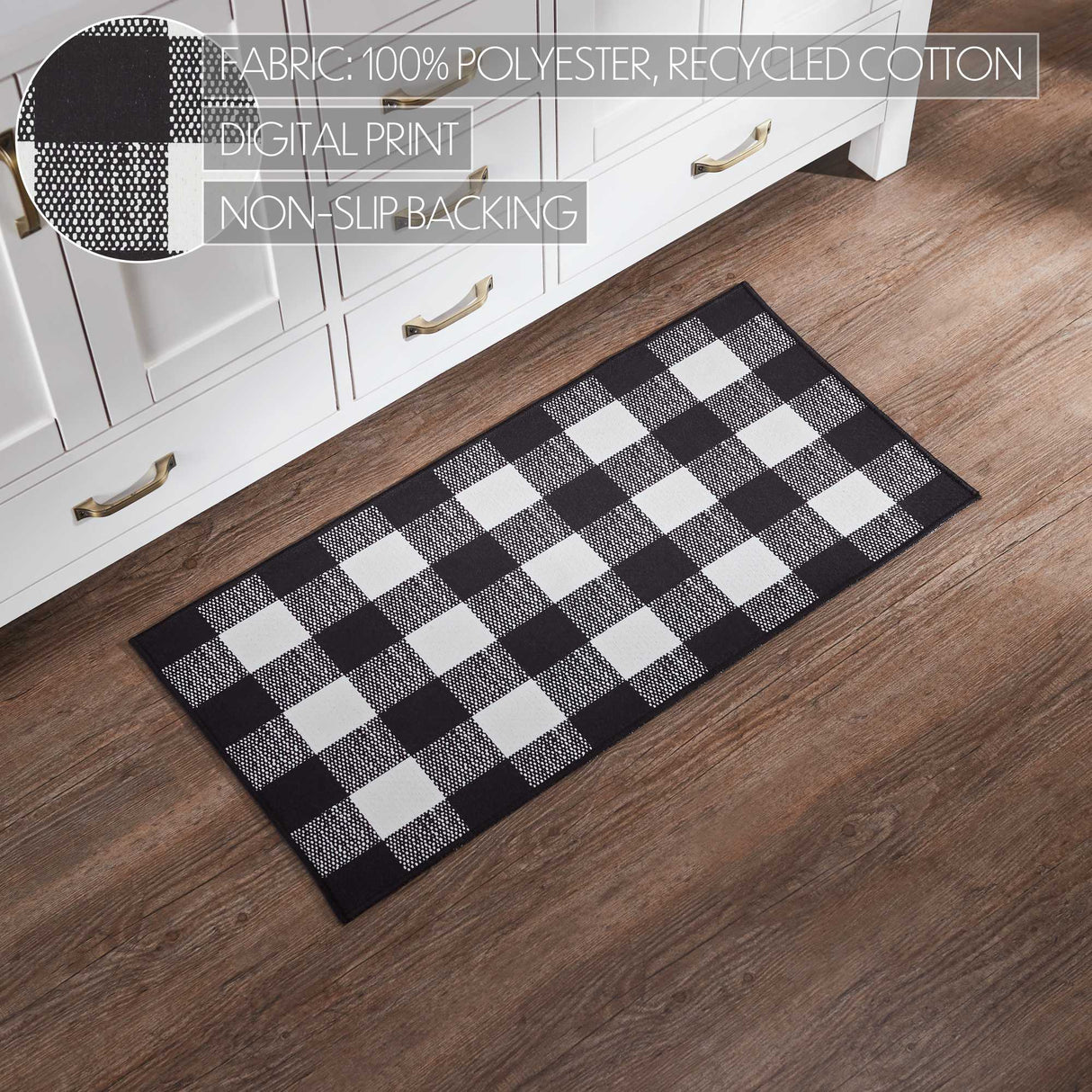 VHC Brands Annie Buffalo Check Country Black 2 Piece Rug Set, 17x36 and 17x48