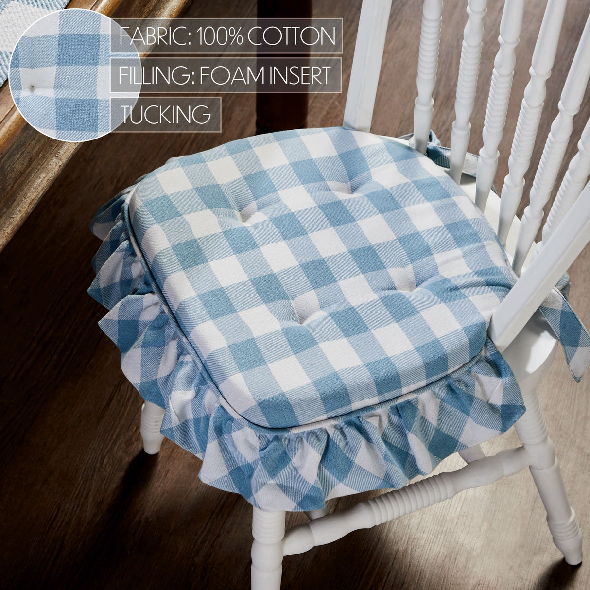 Annie Buffalo Check Ruffled Chair Pad 16.5x18