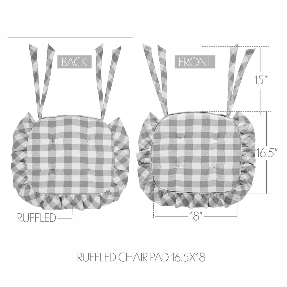 Annie Buffalo Check Ruffled Chair Pad 16.5x18
