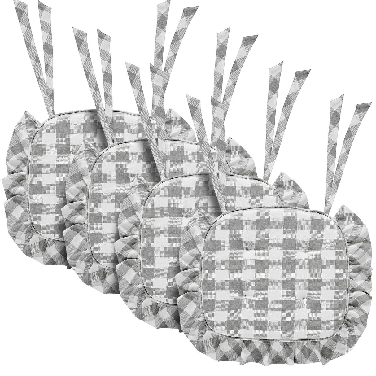 Annie Buffalo Check Ruffled Chair Pad 16.5x18