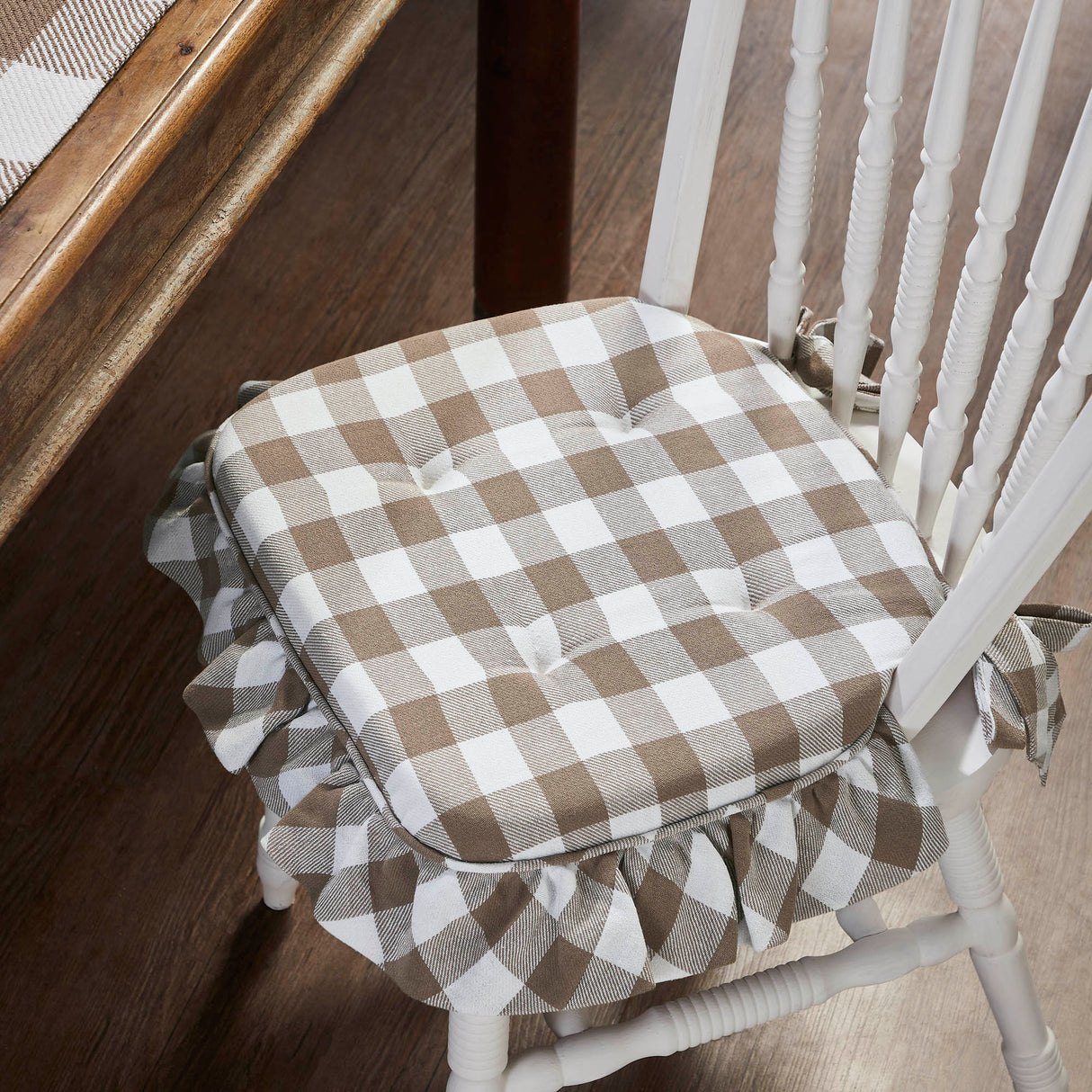 Annie Buffalo Check Ruffled Chair Pad 16.5x18