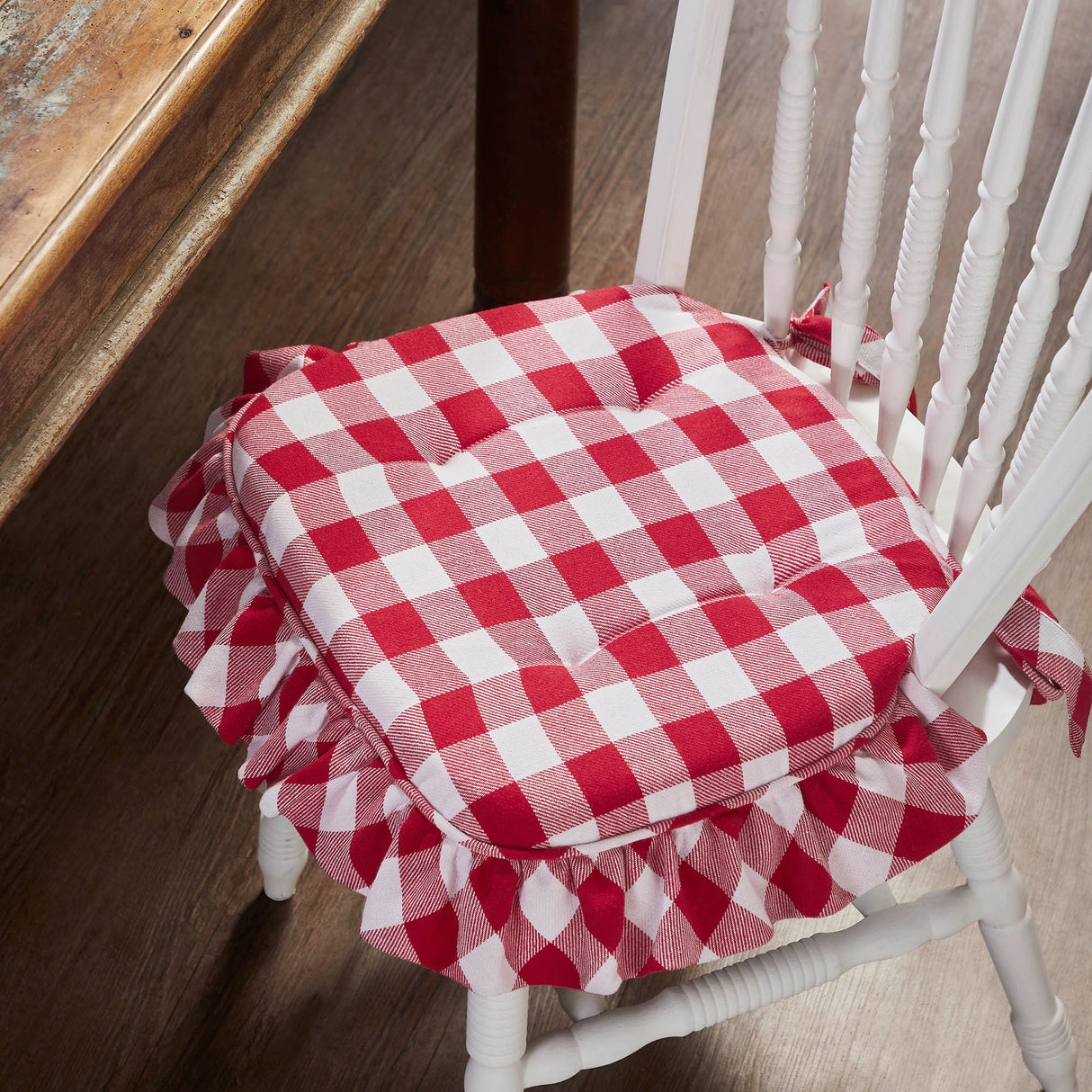 Annie Buffalo Check Ruffled Chair Pad 16.5x18
