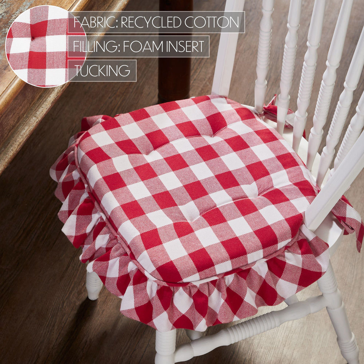 Annie Buffalo Check Ruffled Chair Pad 16.5x18