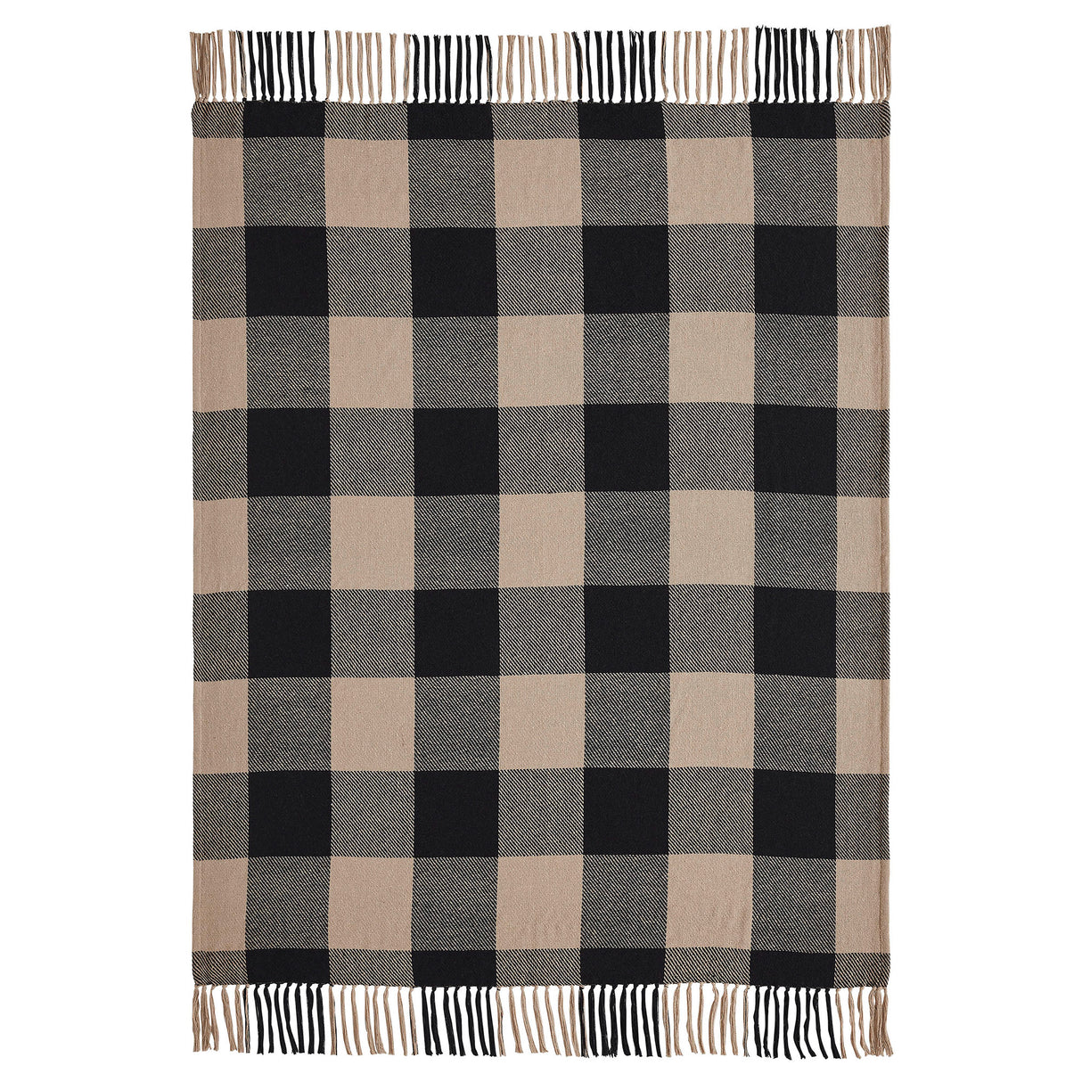 Black Check Woven Throw 50x60