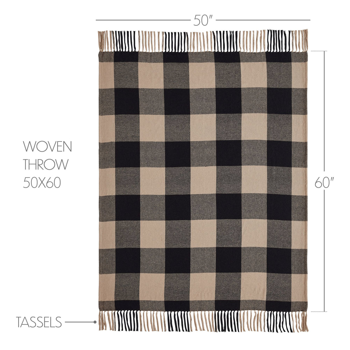 Black Check Woven Throw 50x60