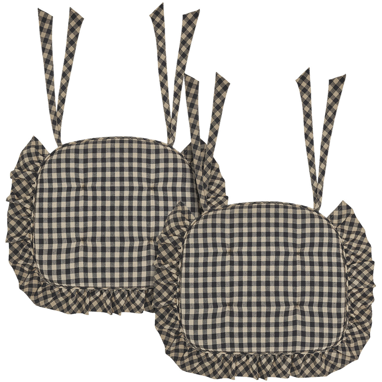Black Check Ruffled 16.5x18 Inch Chair Pad