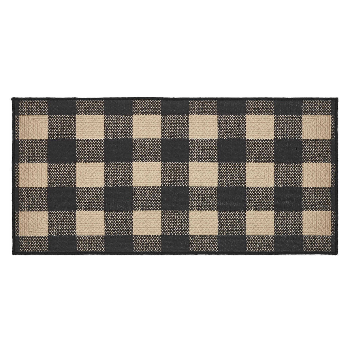 VHC Brands Black Check 2 Piece Rug Set, 17x36 and 17x48