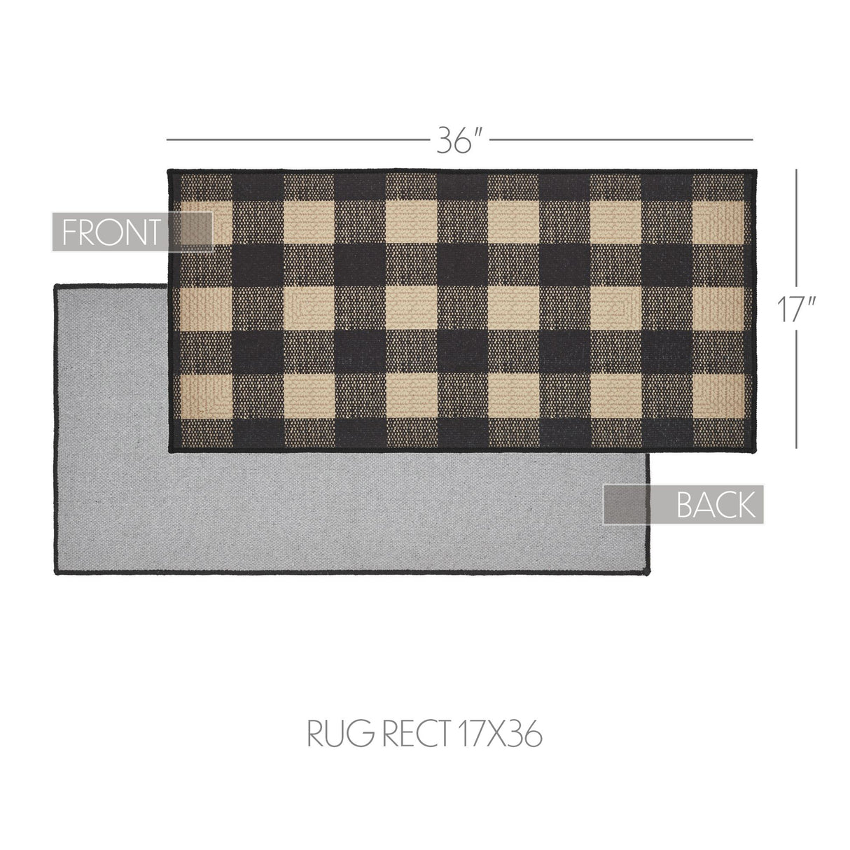 VHC Brands Black Check 2 Piece Rug Set, 17x36 and 17x48