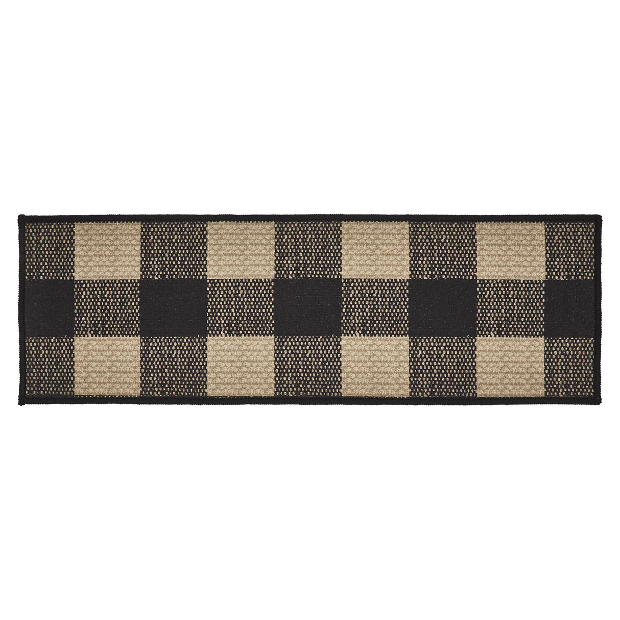 Black Check Polyester Stair Tread Rect Latex 8.5x27, Set of 7