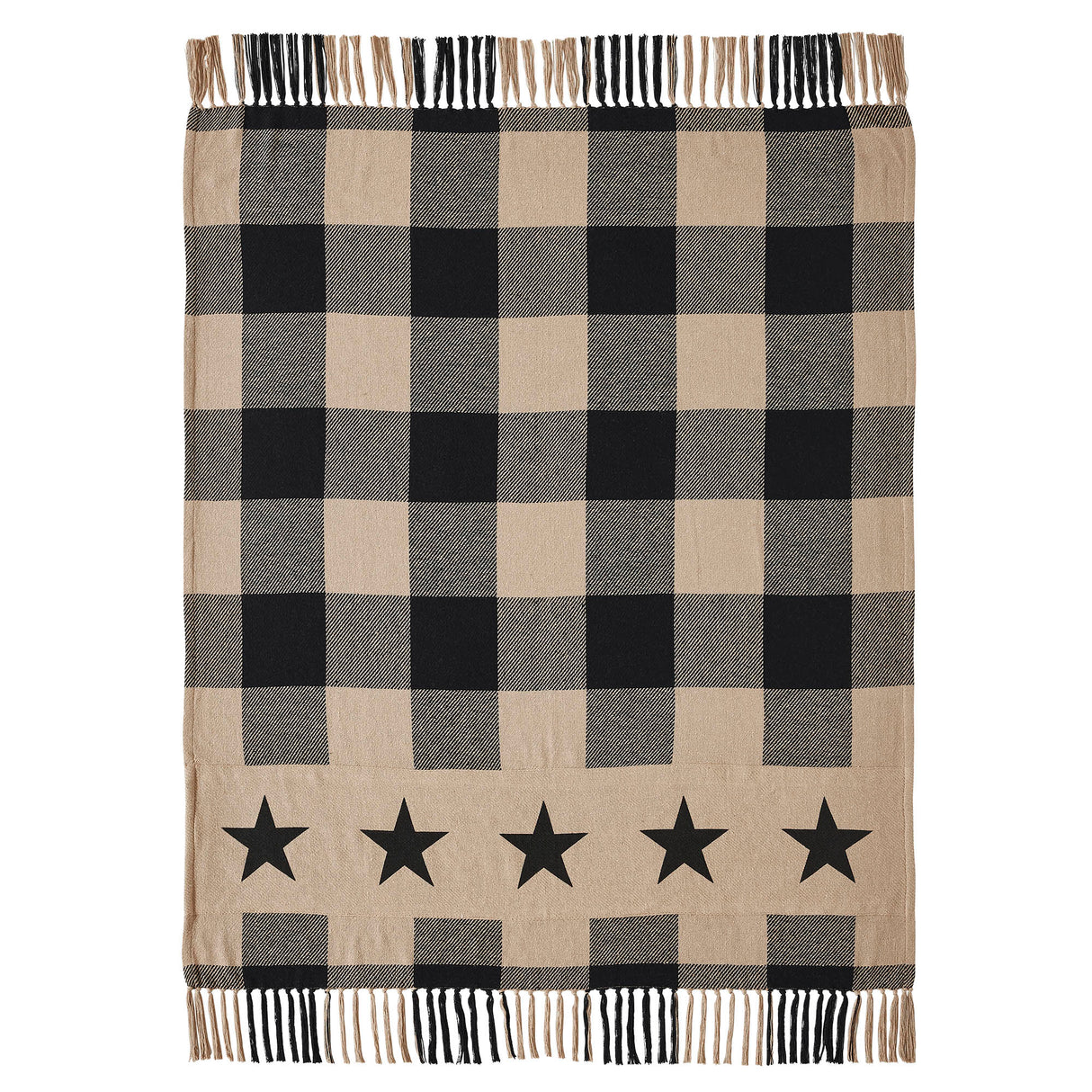 Black Check Star Woven Throw 50x60