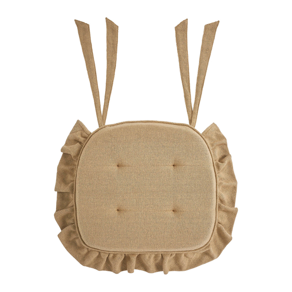 Burlap Natural Ruffled 16.5x18 Inch Chair Pad