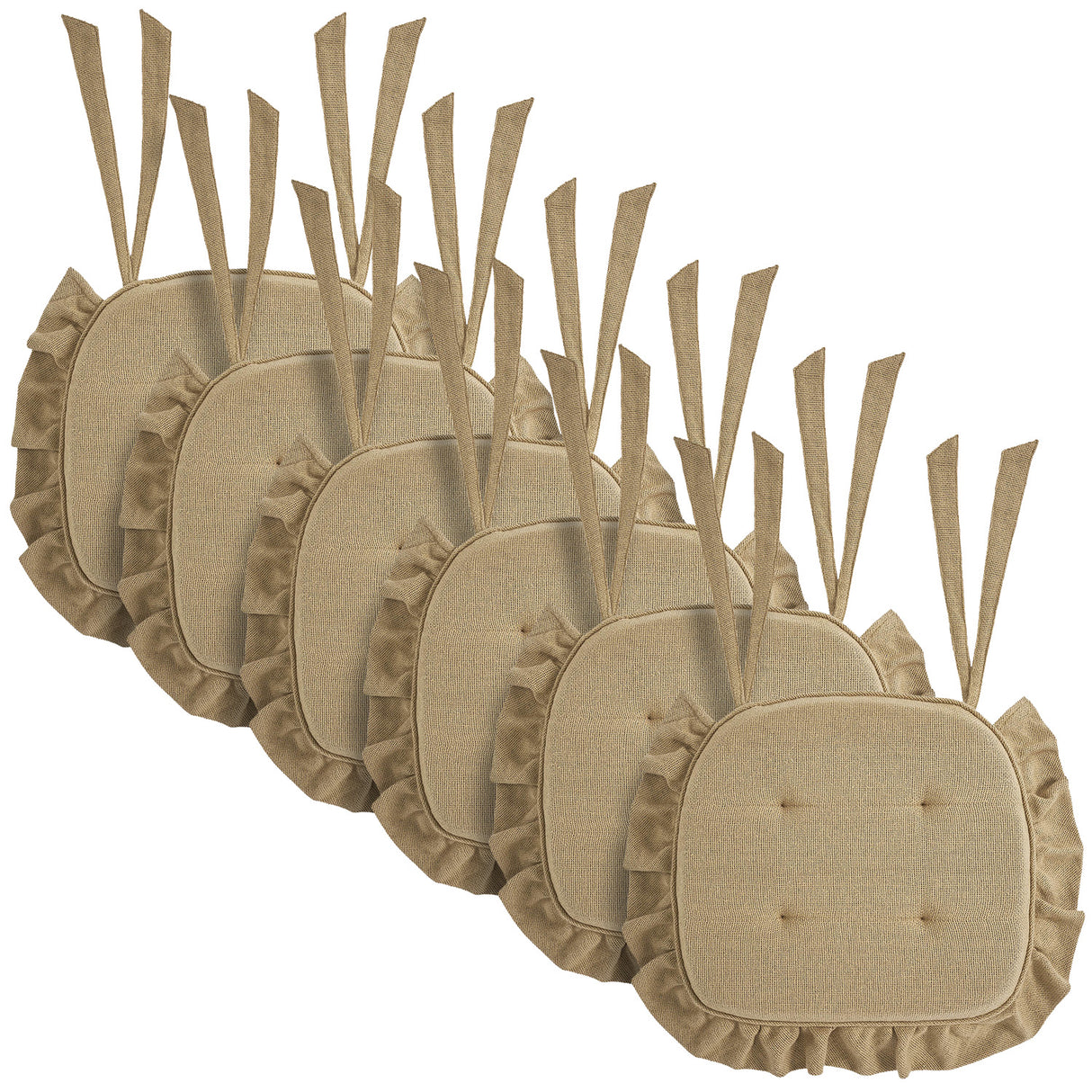 Burlap Natural Ruffled 16.5x18 Inch Chair Pad