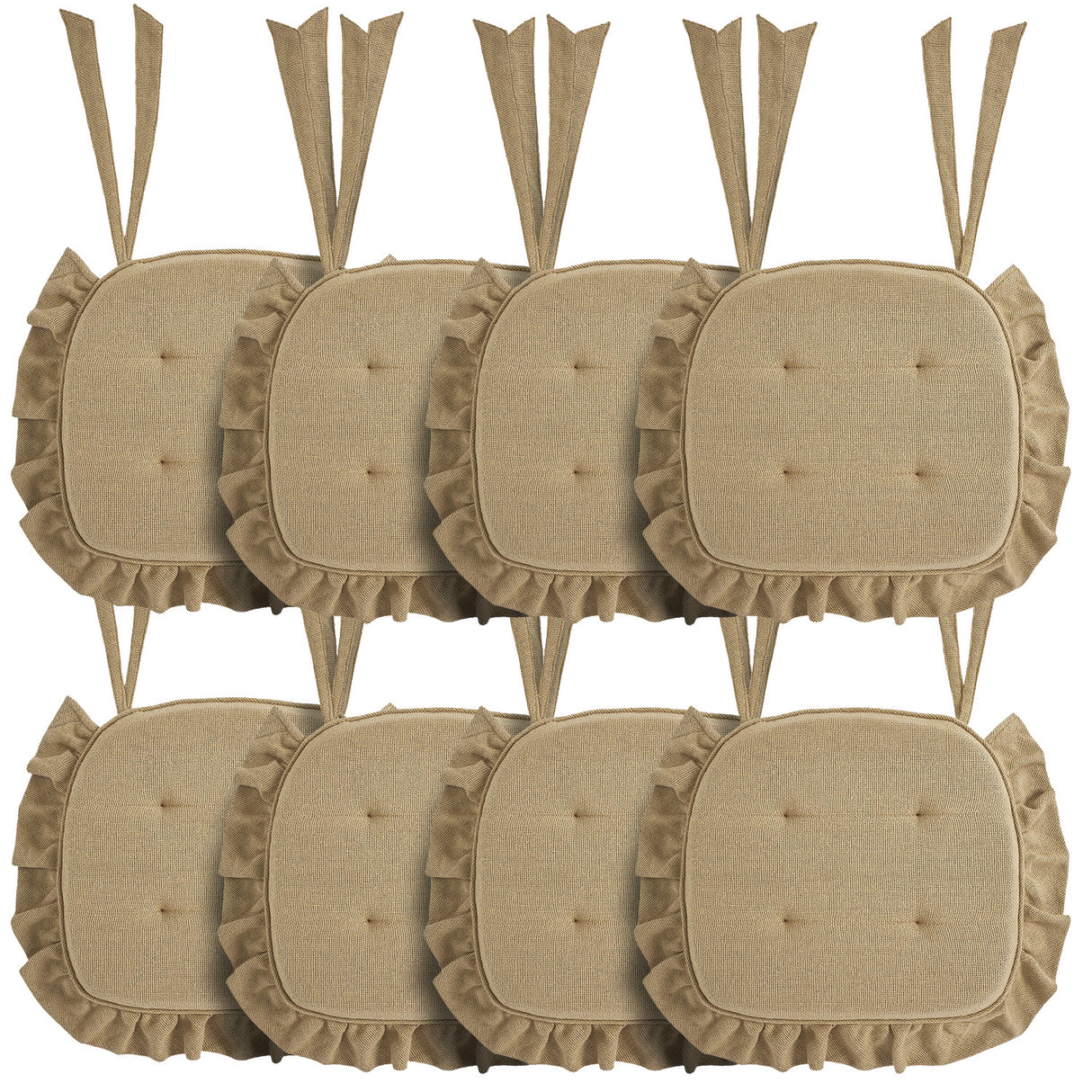 Burlap Natural Ruffled 16.5x18 Inch Chair Pad