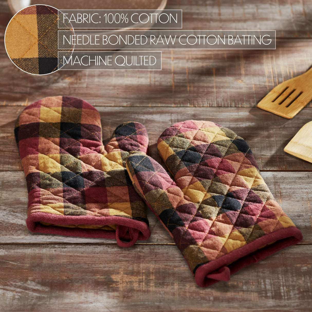 VHC Brands Heritage Farms 7PC Set 2 Oven Mitts 2 Pot Holders and 3 Tea Towels