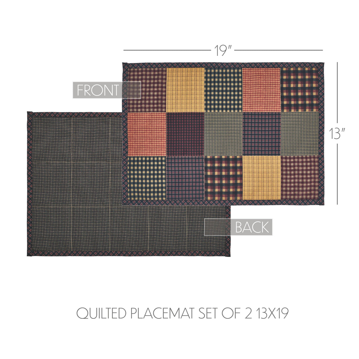 Heritage Farms Quilted Placemat Set of 2 13x19, 4 Pack
