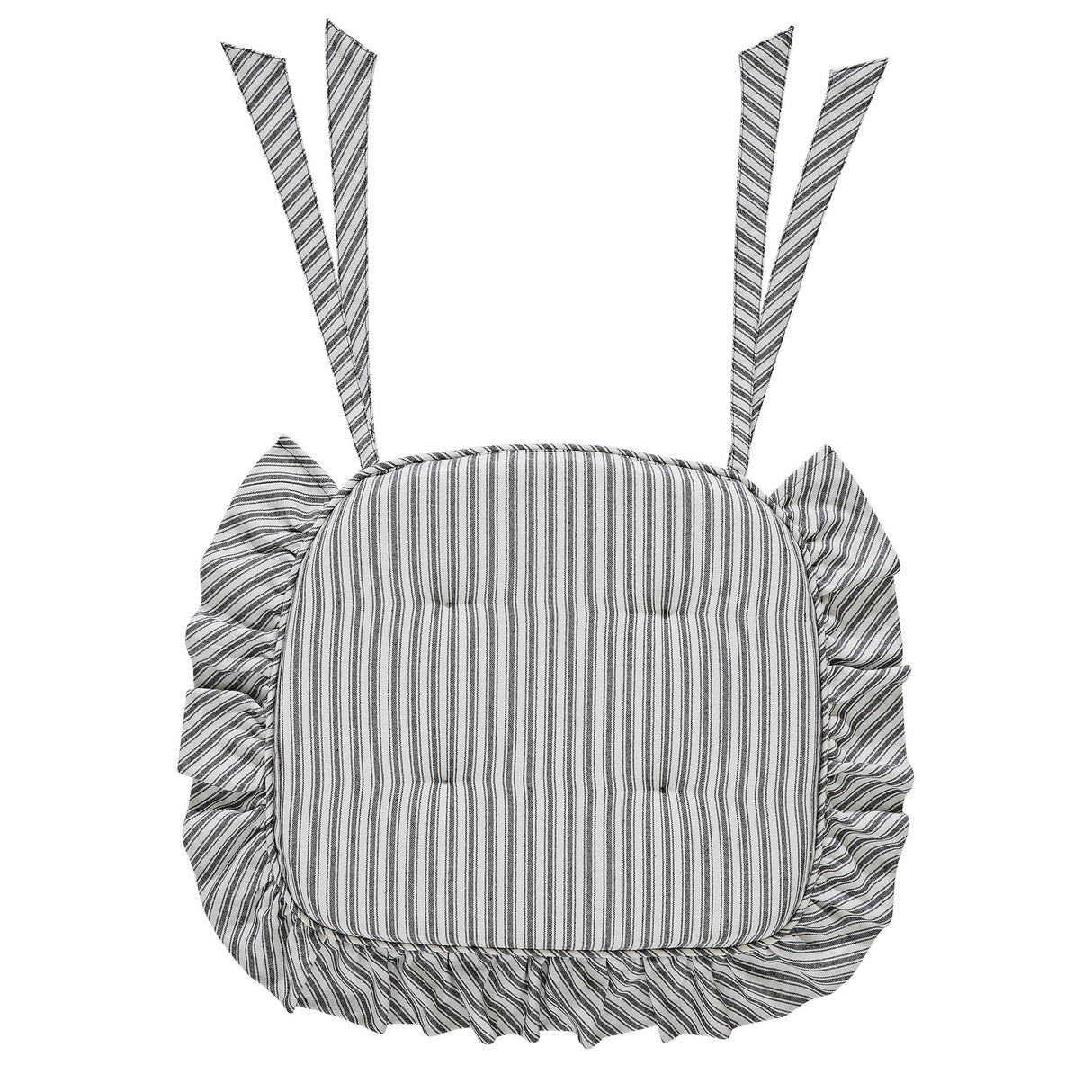 Sawyer Mill Ticking Stripe 16.5x18 Inch Ruffled Chair Pad
