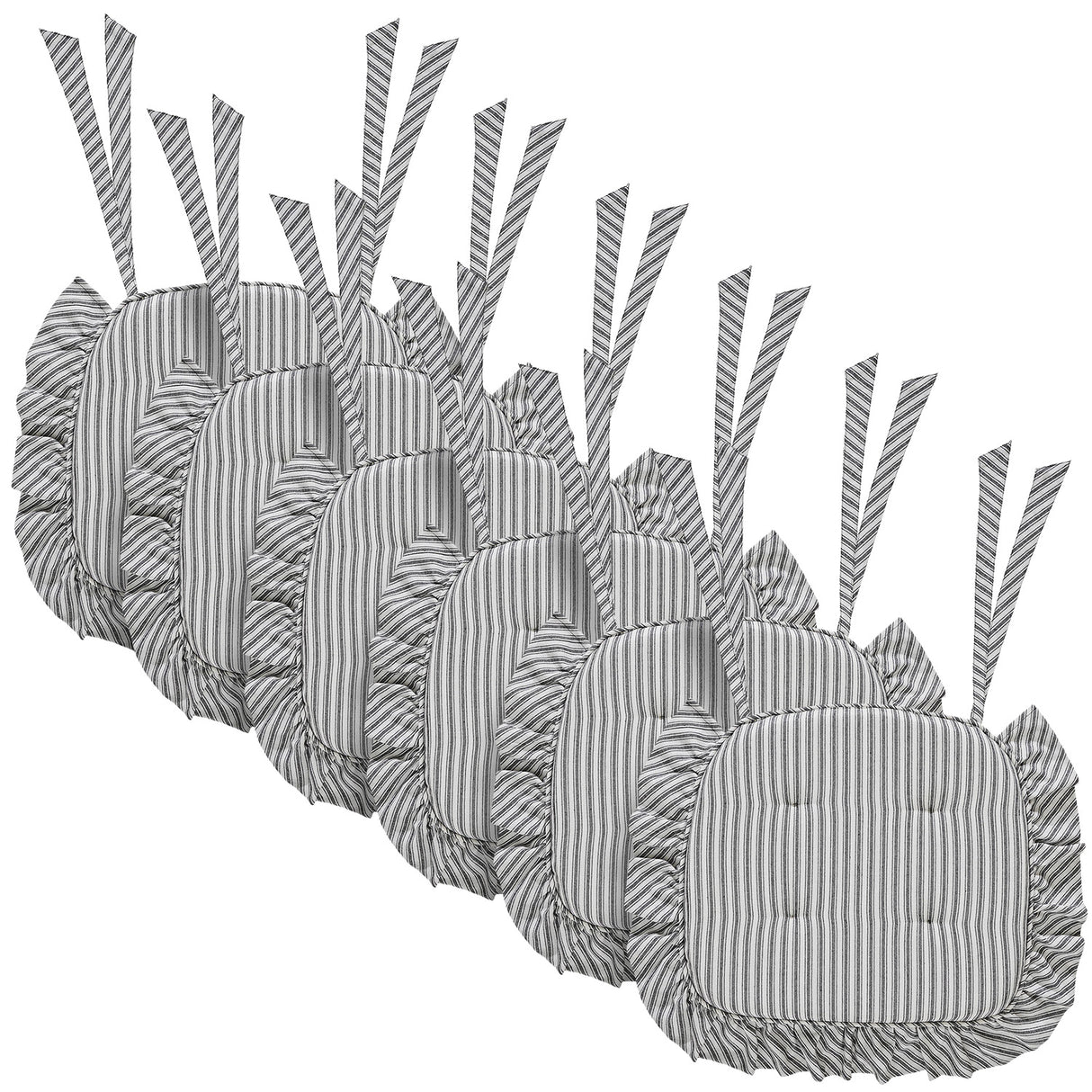 Sawyer Mill Ticking Stripe 16.5x18 Inch Ruffled Chair Pad