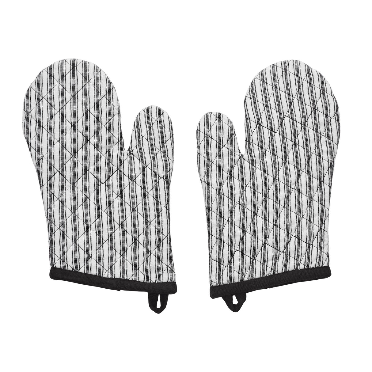 VHC Brands Sawyer Mill Black 4PC Set 2 Oven Mitts and 2 Pot Holders