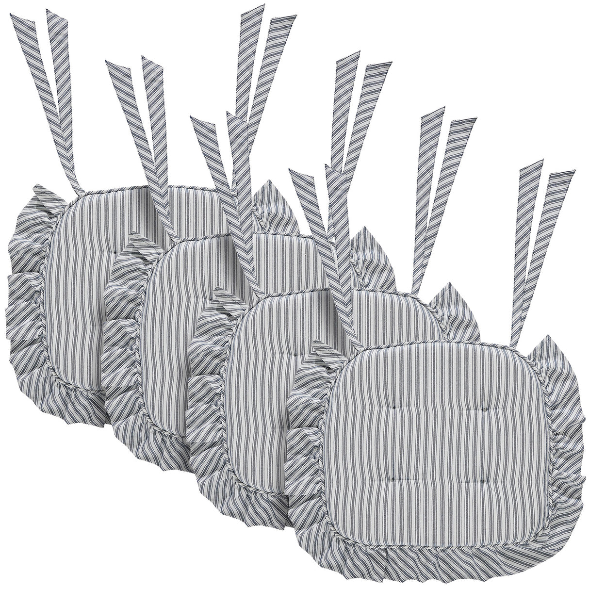 Sawyer Mill Ticking Stripe 16.5x18 Inch Ruffled Chair Pad