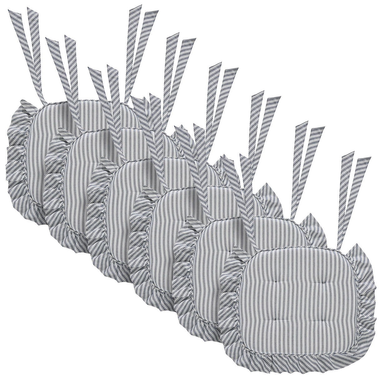 Sawyer Mill Ticking Stripe 16.5x18 Inch Ruffled Chair Pad