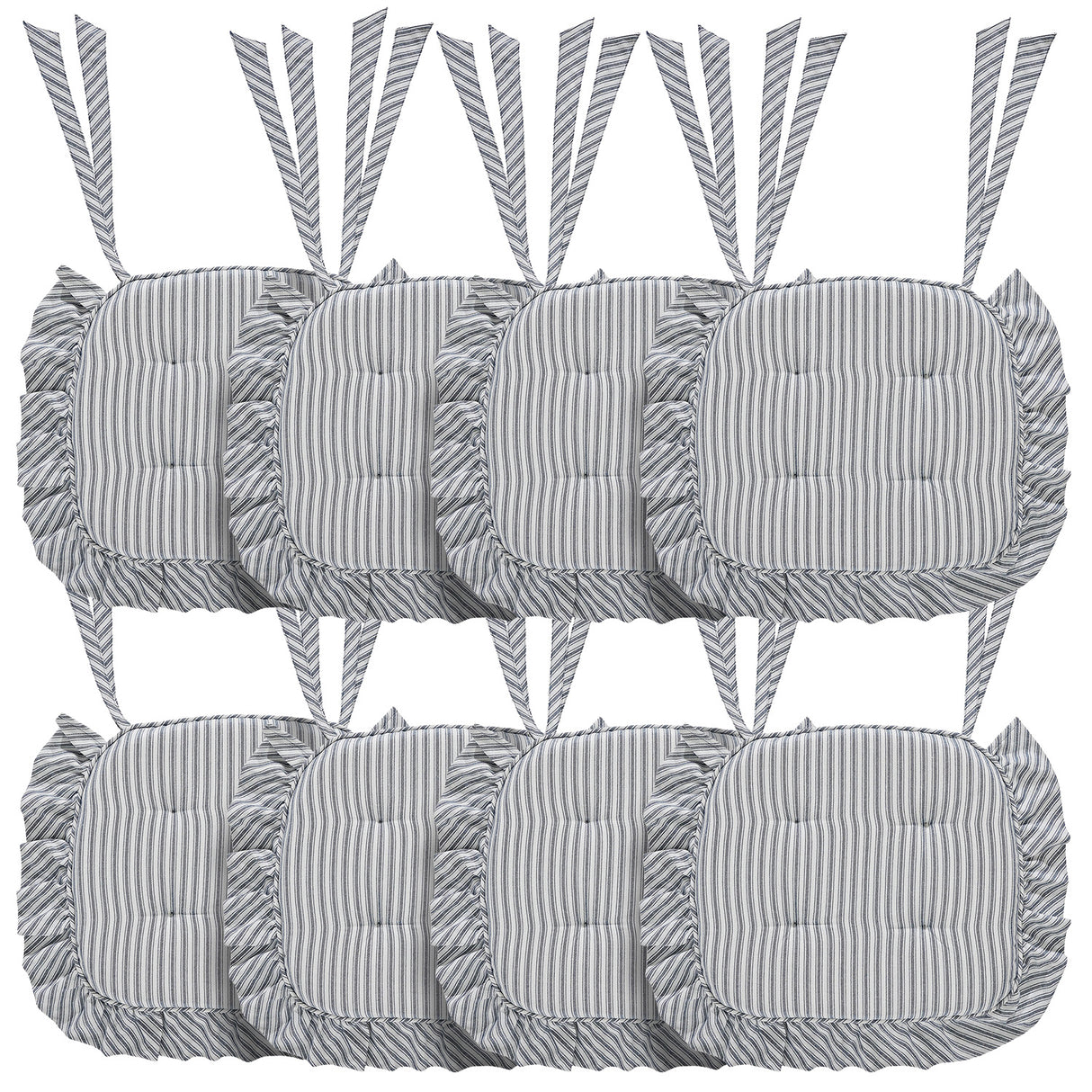 Sawyer Mill Ticking Stripe 16.5x18 Inch Ruffled Chair Pad