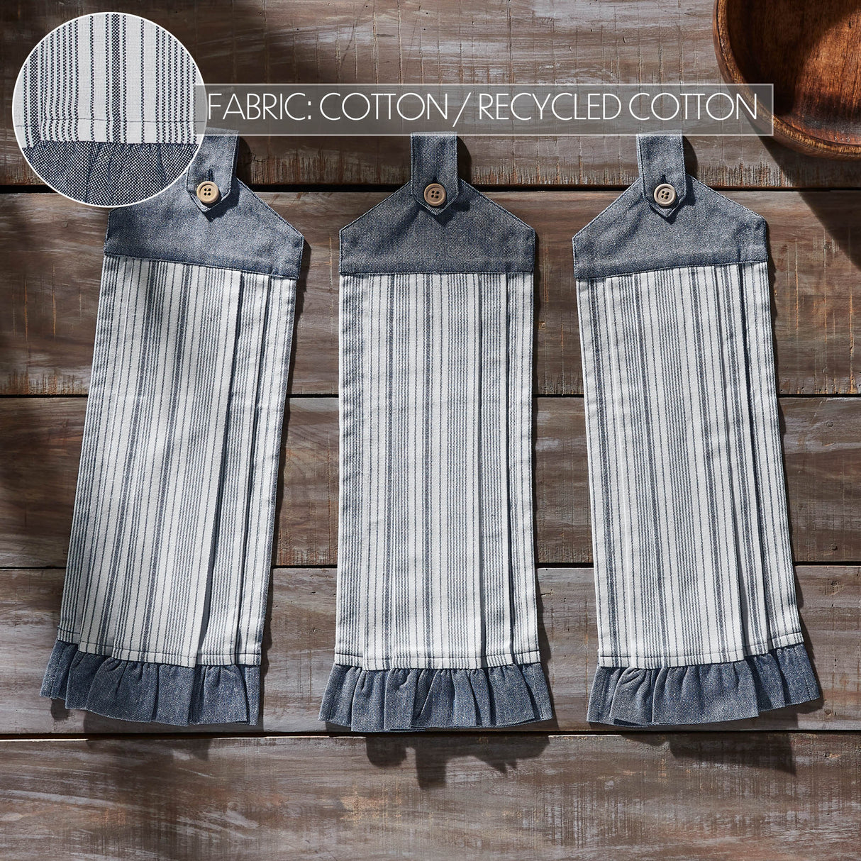 VHC Brands Sawyer Mill Blue 7PC Set 2 Oven Mitts 2 Pot Holders and 3 Tea Towels