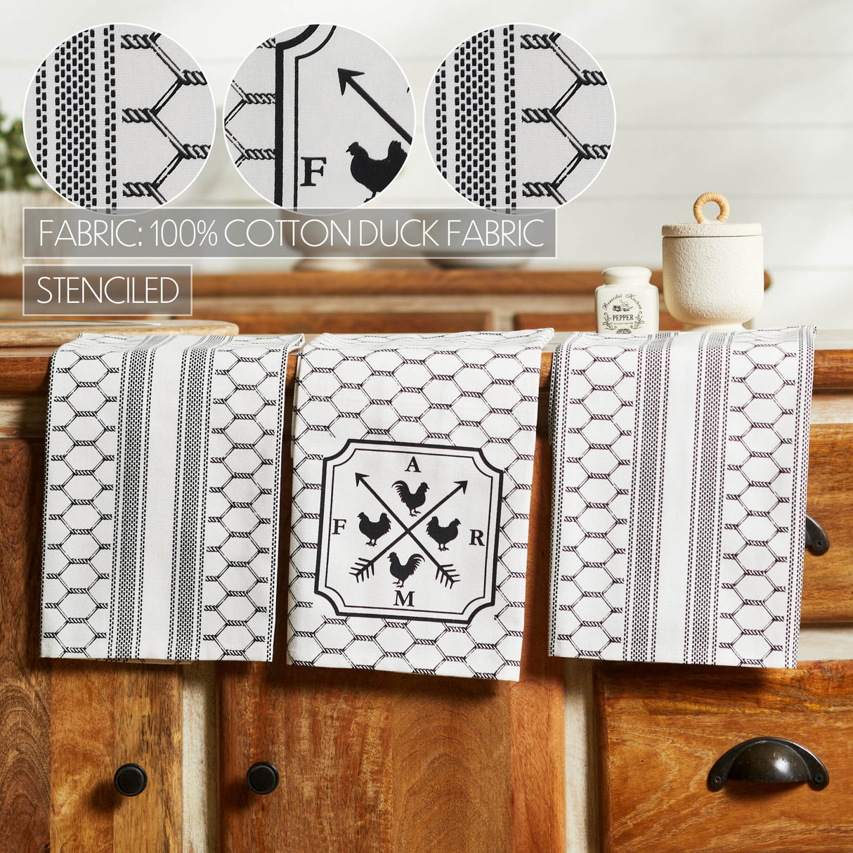 Down Home FARM Tea Towel Set of 3 19x28