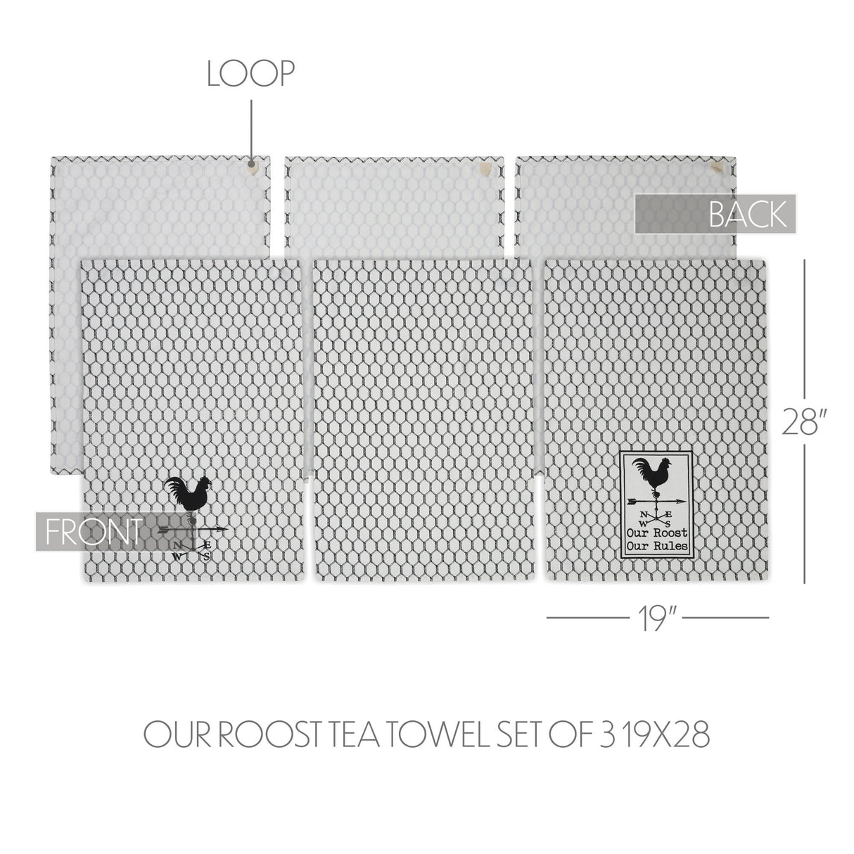 Down Home Our Roost Tea Towel Set of 3 19x28