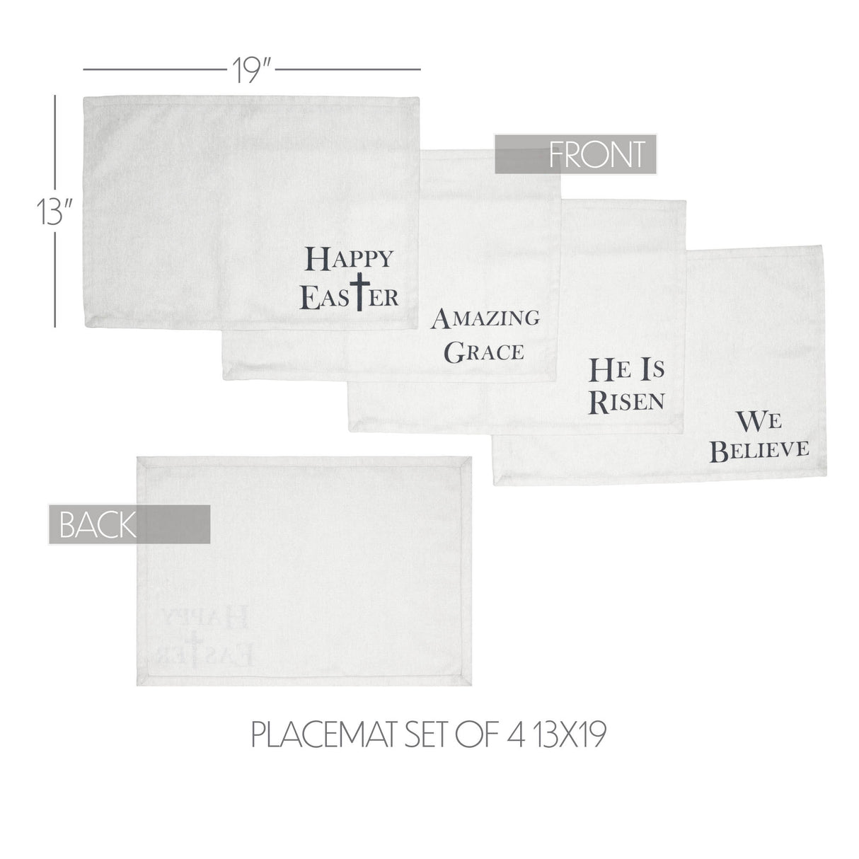 Risen Placemat Set of 4 13x19, 8 Pack