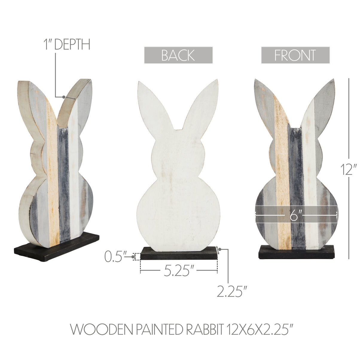 Wooden Painted Rabbit 12x6x2.25