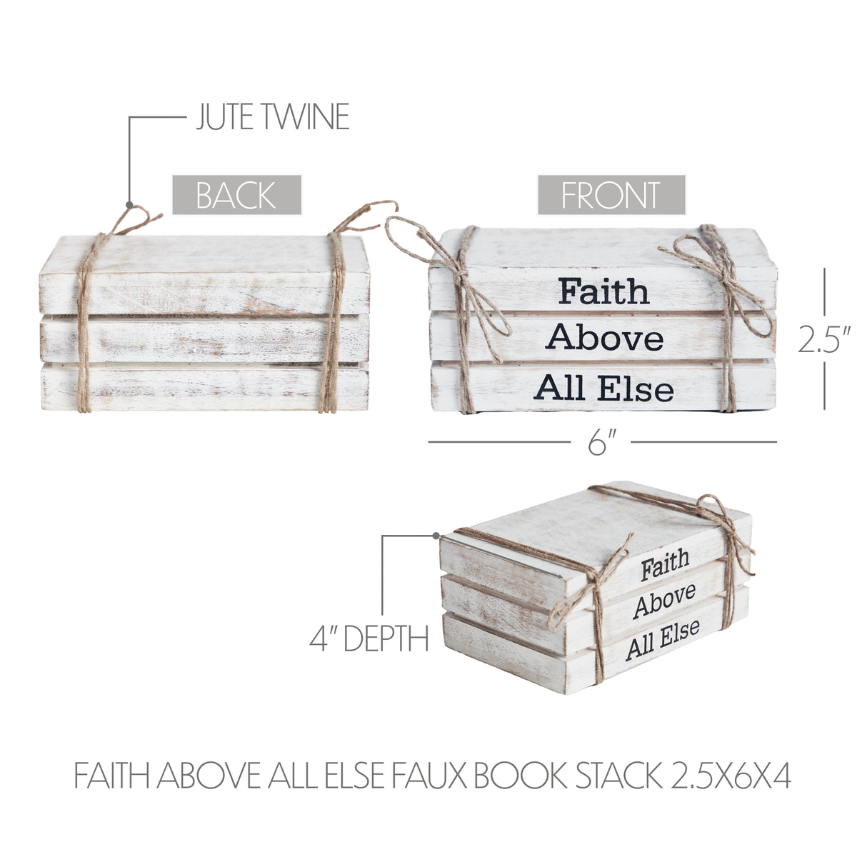 Faith Above All Else Faux Book Stack 2.5x6x4