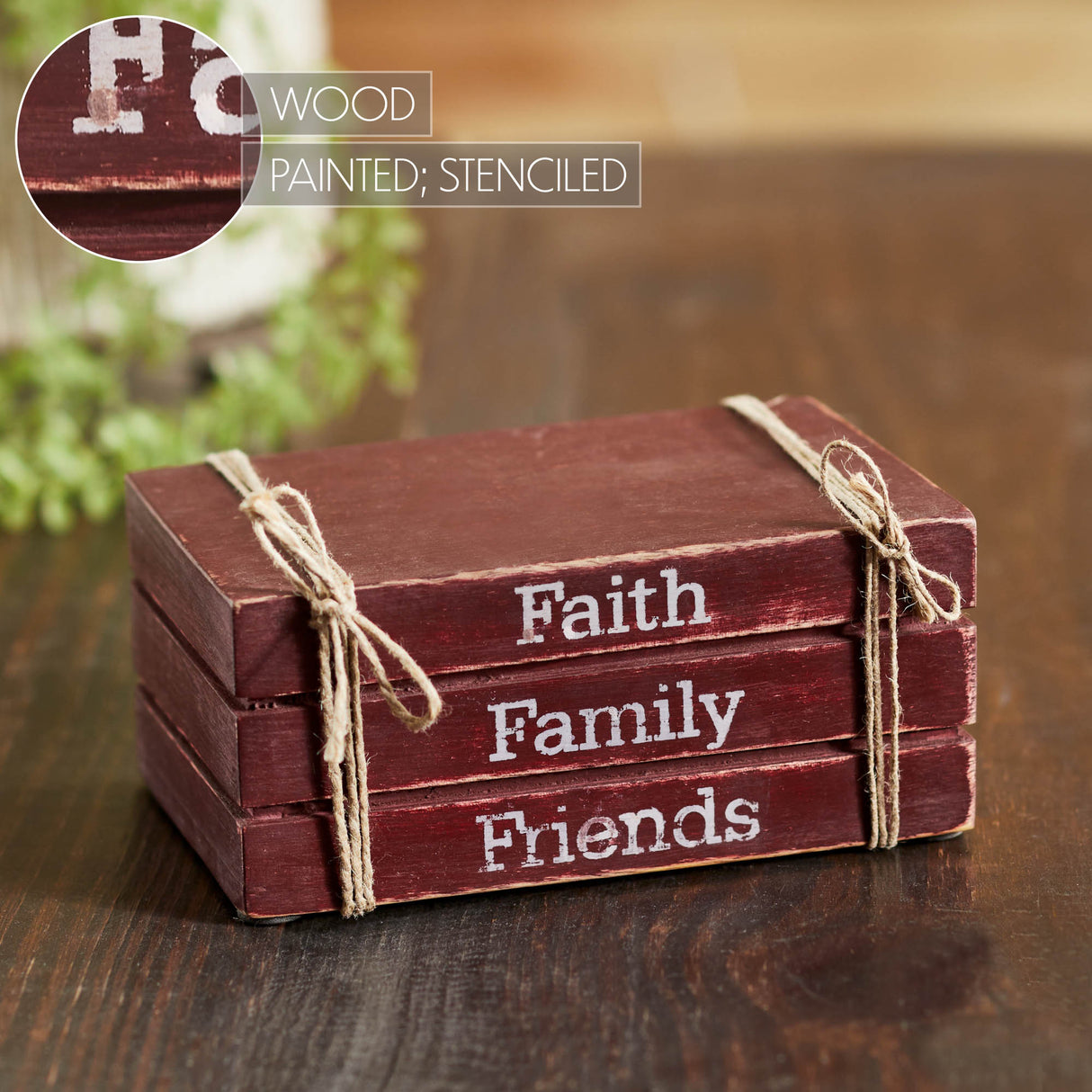 Faith Family Friends Faux Book Stack 2.5x6x4