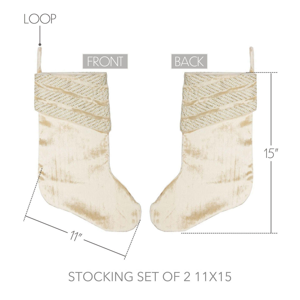 Memories Creme Stocking Set of 2 11x15