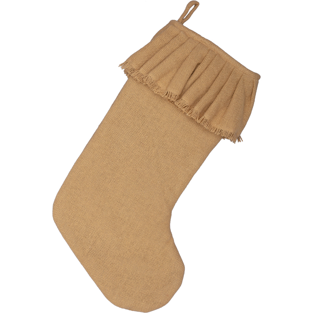 Festive Natural Burlap Ruffled Stocking Set of 2 11x20
