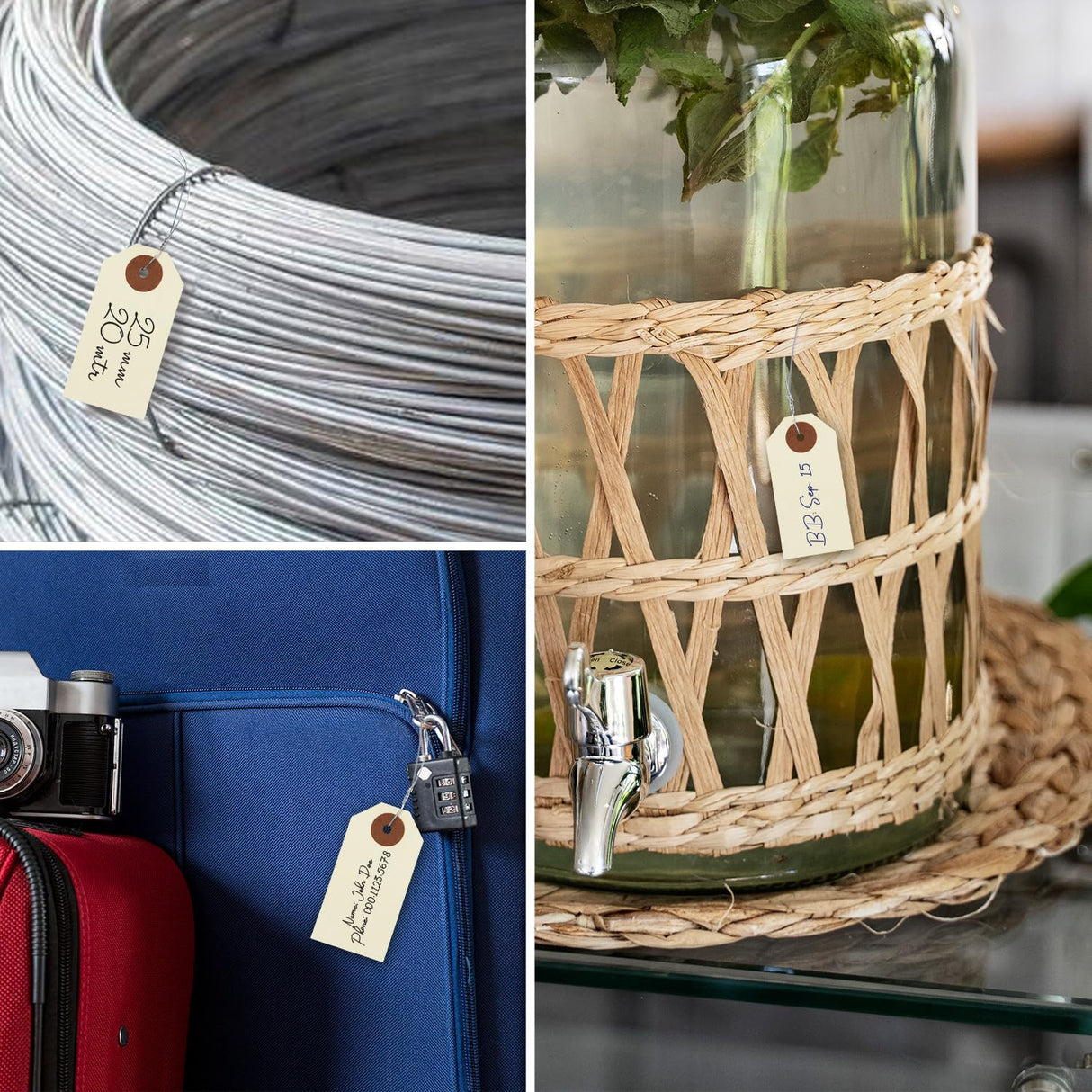 9pt Creme Manila Tag w/ Wire Hanger Set of 50 Size #1