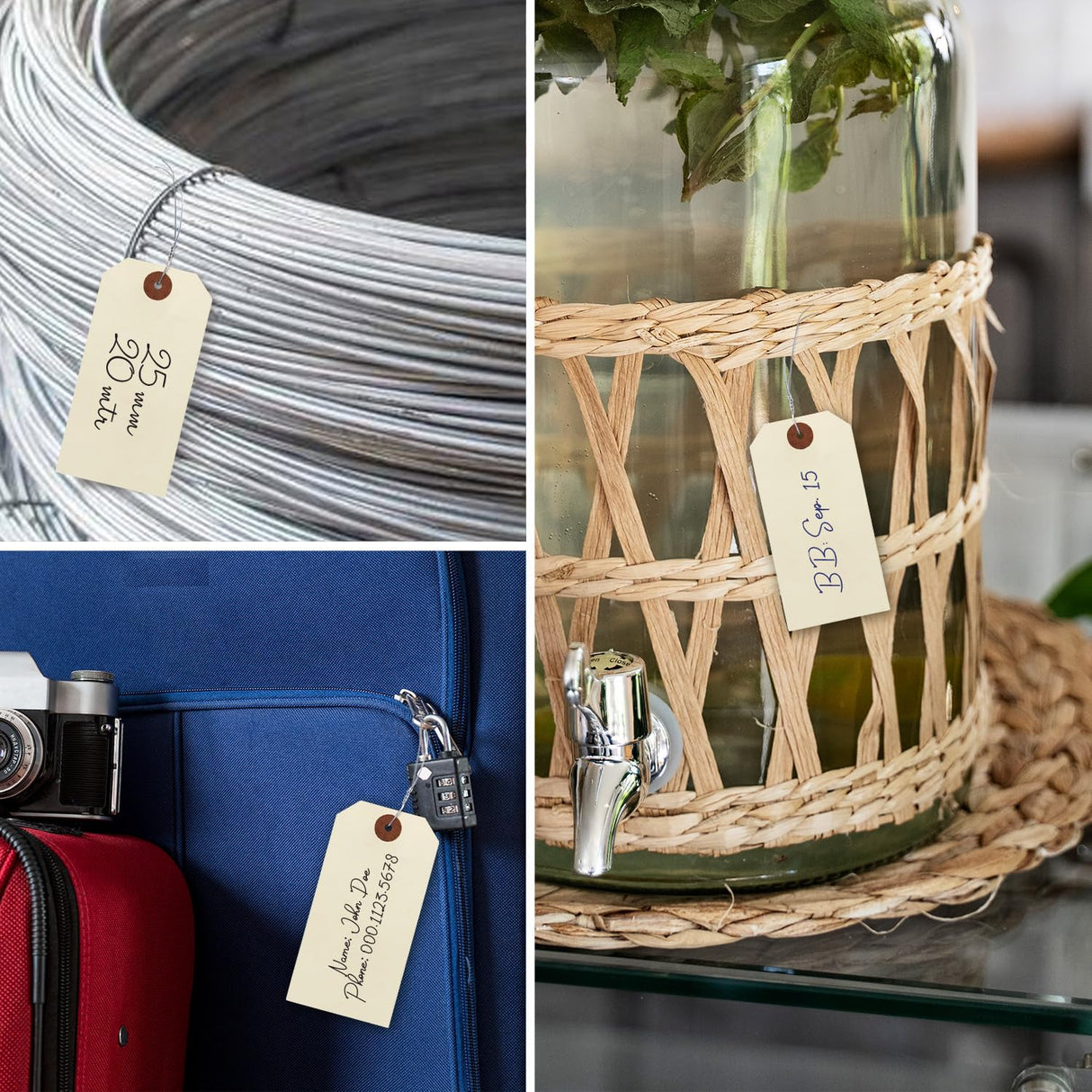 9pt Creme Manila Tag w/ Wire Hanger Set of 50 Size #5