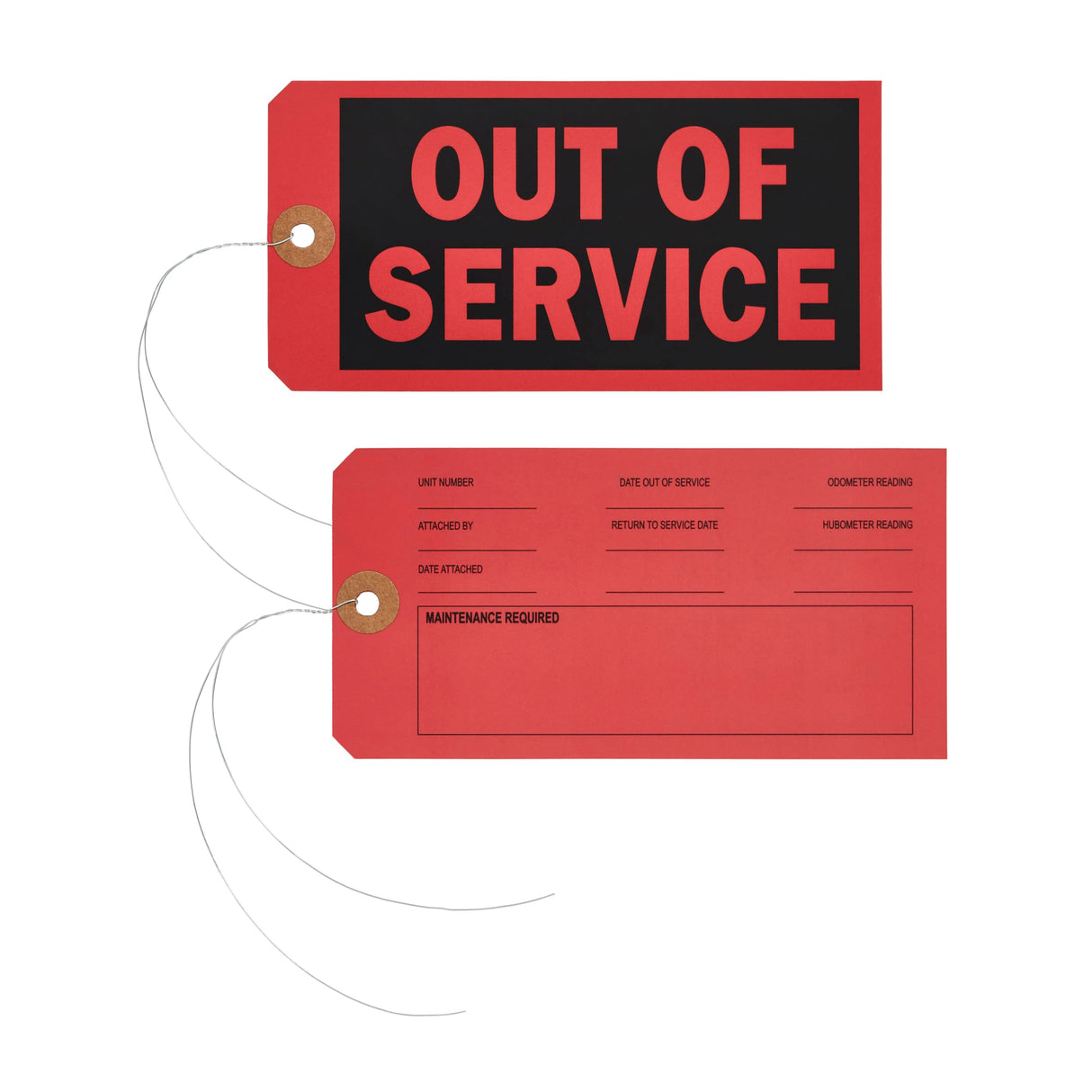 13pt Out of Service Tag w/ Wire Hanger Set of 50 6.22x3.15