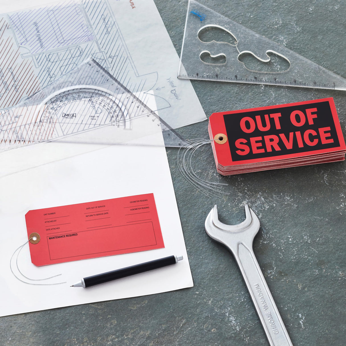 13pt Out of Service Tag w/ Wire Hanger Set of 100 6.22x3.15