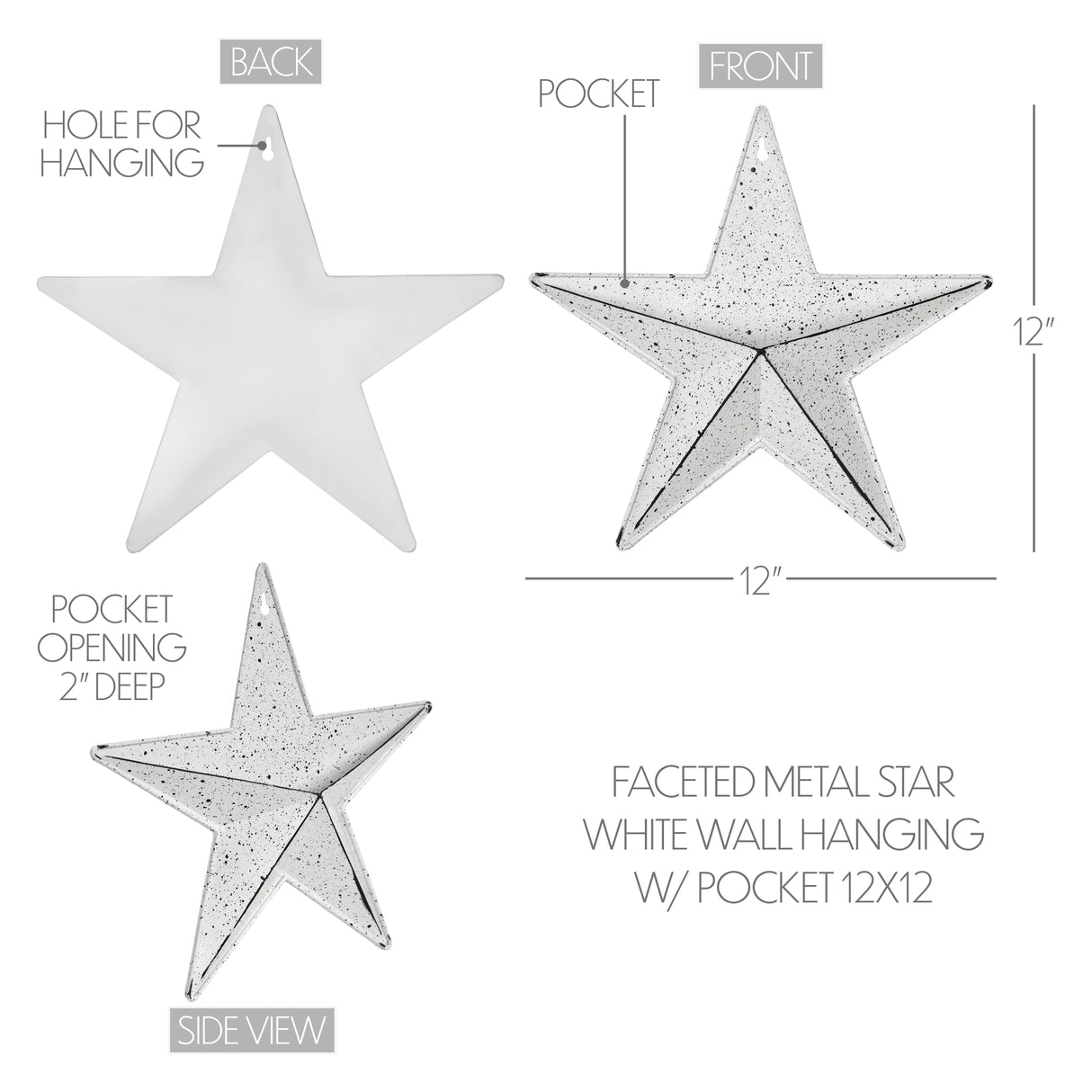 85051-Faceted-Metal-Star-White-Wall-Hanging-w/-Pocket-12x12-image-1
