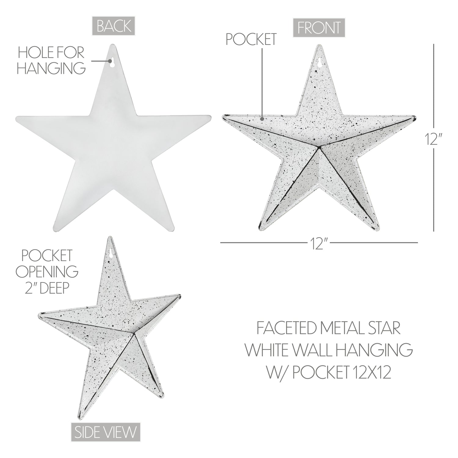 85051-Faceted-Metal-Star-White-Wall-Hanging-w/-Pocket-12x12-image-1