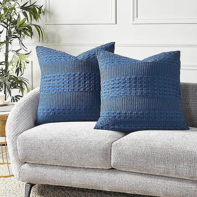 100% Cotton Waffle Weave Pillow Cover, Lightweight & Breathable Woven Sham
