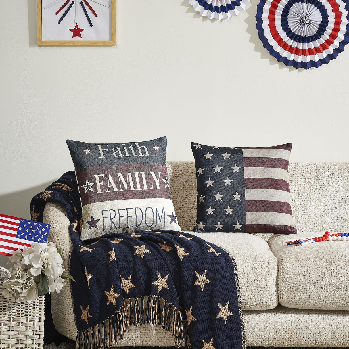 Faith Family Freedom Pillow Cover Set of 2 16Lx16W