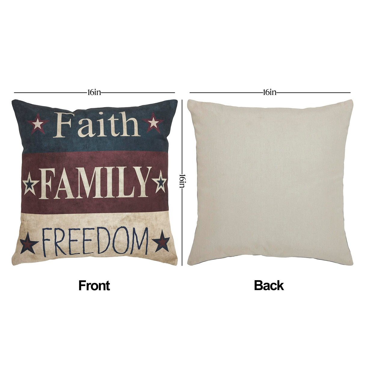 Faith Family Freedom Pillow Cover Set of 2 16Lx16W