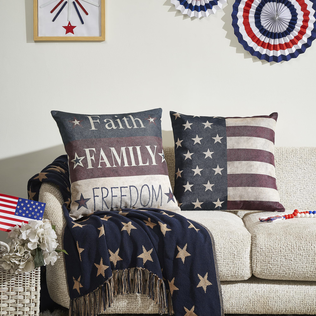 Faith Family Freedom Pillow Cover Set of 2 20Lx20W